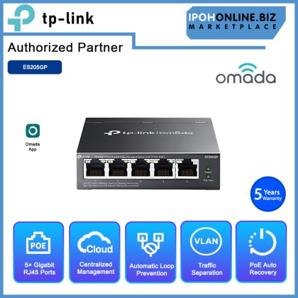 TP-Link Omada ES205GP 5-Port Gigabit Easy Managed Switch with 4-Port PoE+